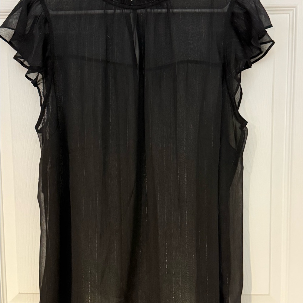 Torrid Black Sheer Ruffle Blouse